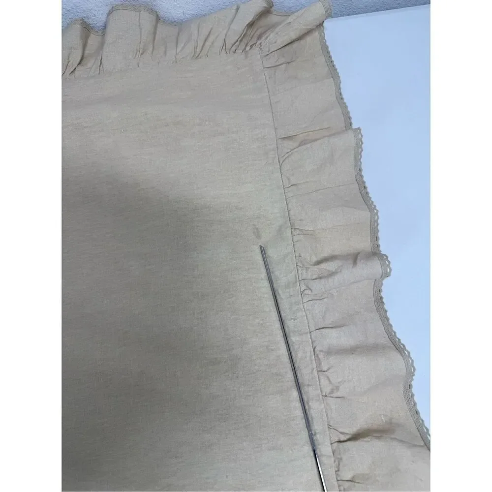 Ralph Lauren Cottage Tan Cotton Blend Pillow Sham Crochet Lace Trim 25”X25”